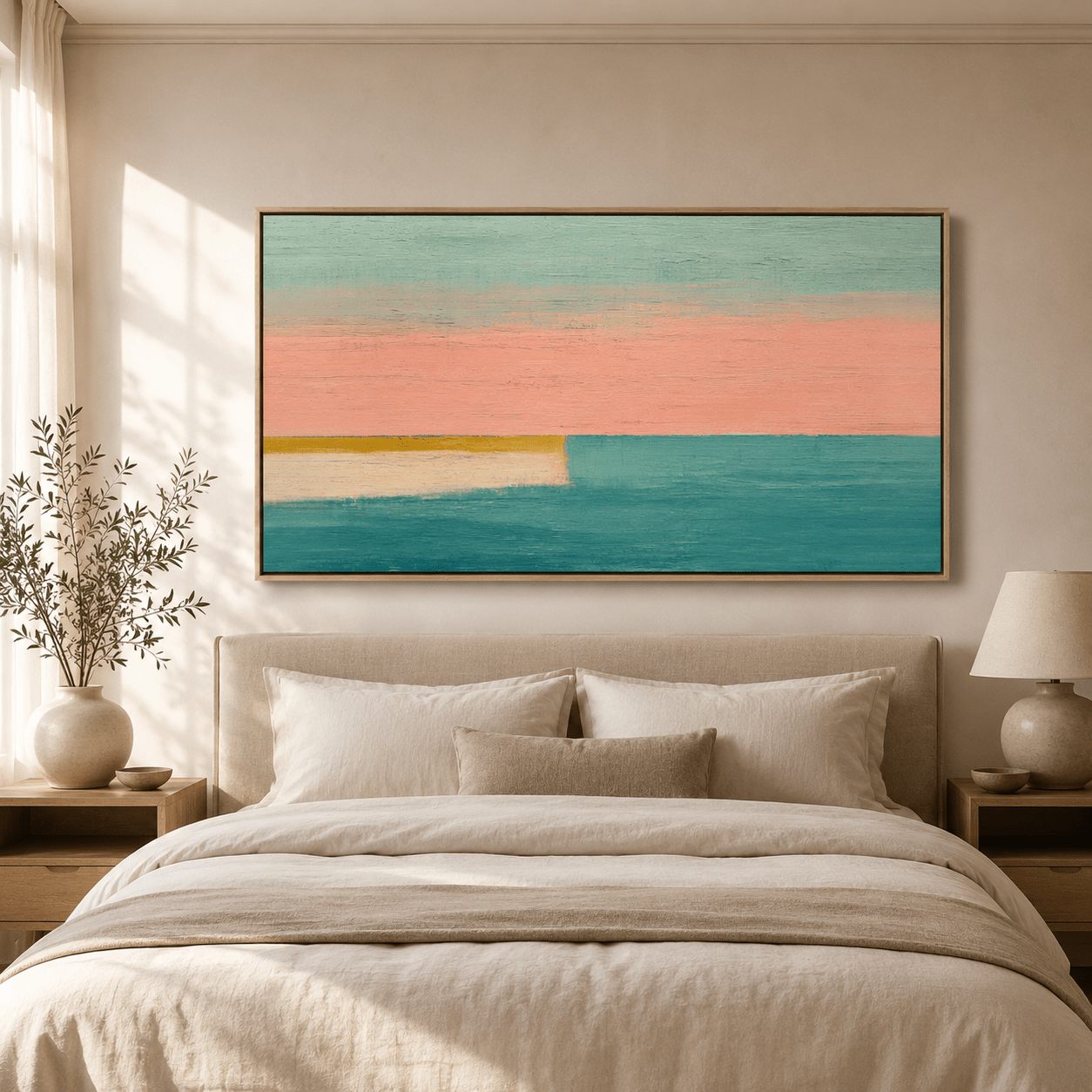 Pastel Abstract Painting Original — Pale Shore by Rossetti Art modern abstract canvas wall art by Rossetti Art – luxury interior design artwork for living room, bedroom, office – Bedroom Original Paintings Dining Room Original Paintings Handmade Art Canvas