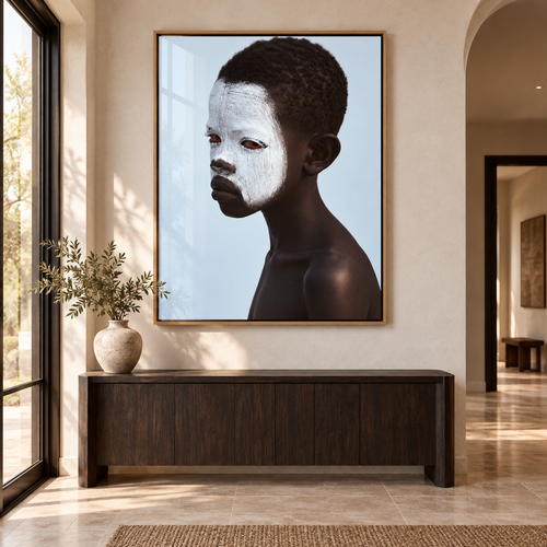 Photographic Portrait Art – Chalk Gaze acrylic print in an entryway by Rossetti Art