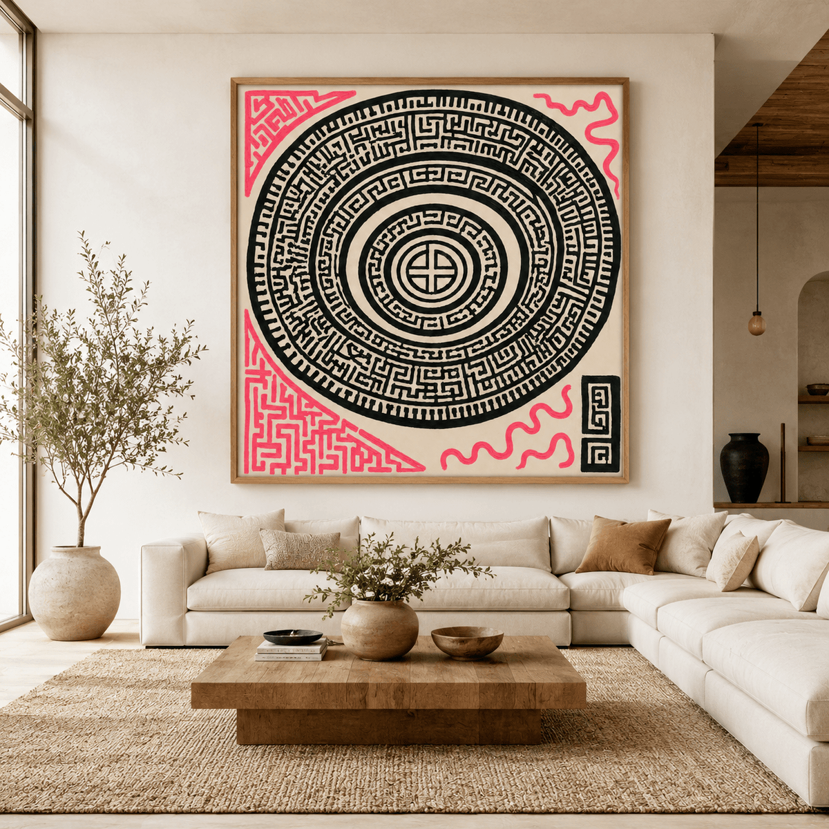 Pink and Black Wall Art — Neon Orbit by Rossetti Art