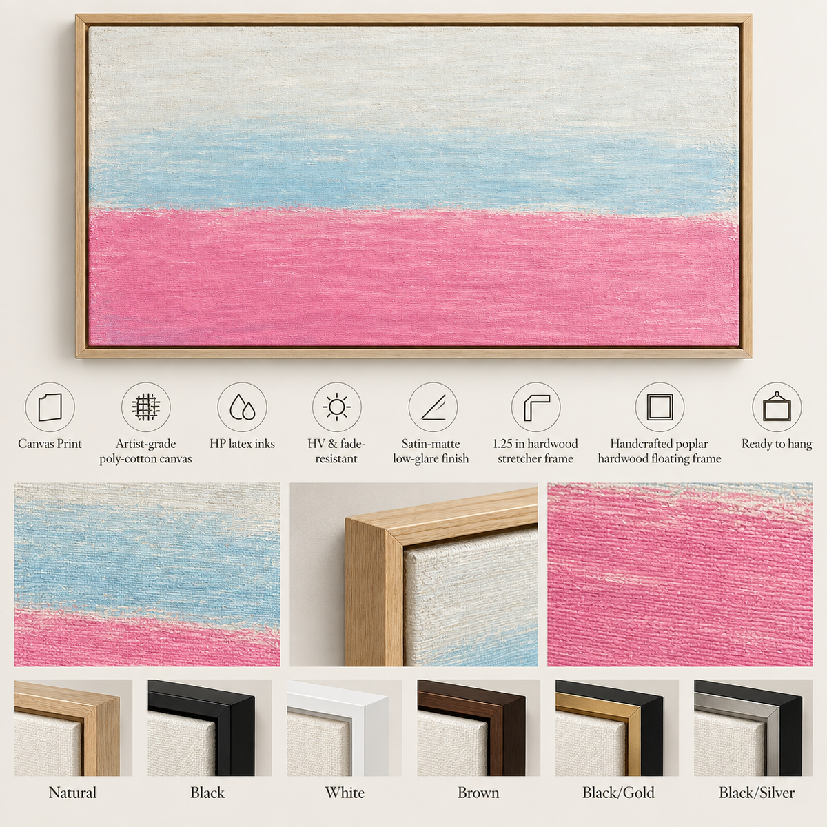 Pink and Blue Wall Art – Horizon Bloom by Rossetti Art