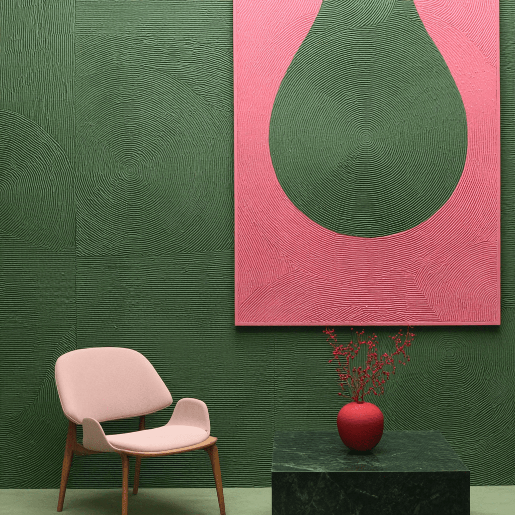 Pink and Green Abstract Print