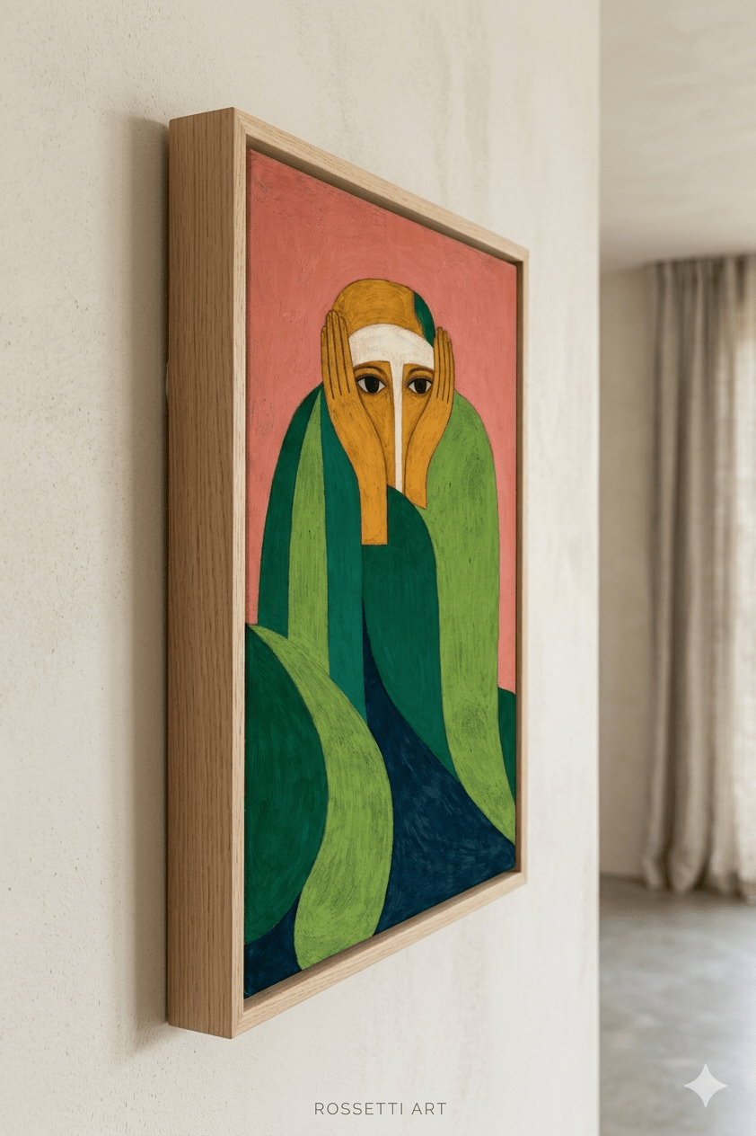 Pink Green Figurative Canvas Print - Quiet Witness | Rossetti Art