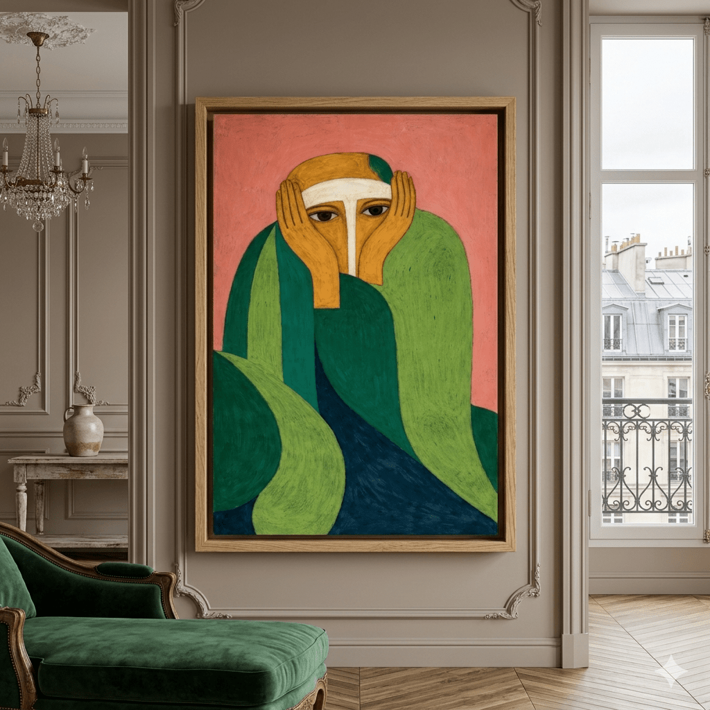 Pink Green Figurative Canvas Print - Quiet Witness | Rossetti Art