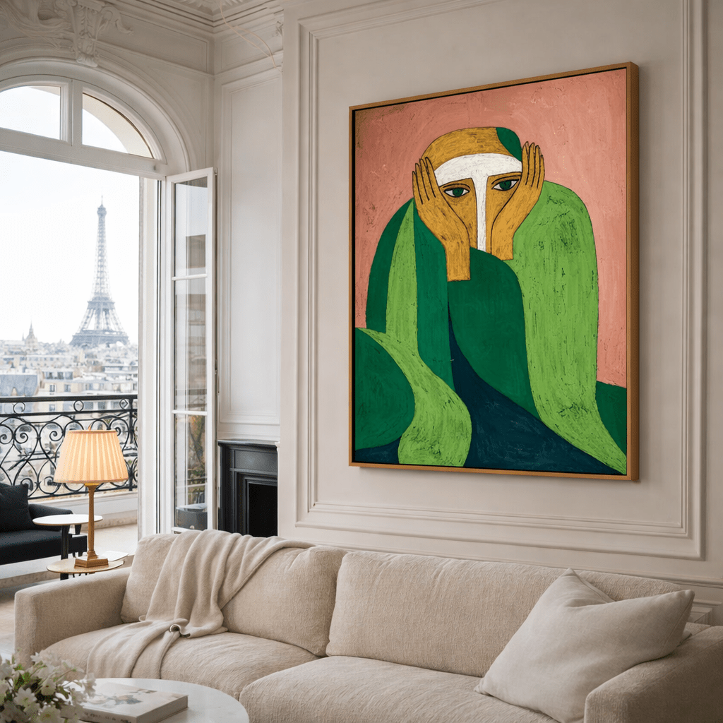 Pink Green Figurative Canvas Print - Quiet Witness | Rossetti Art