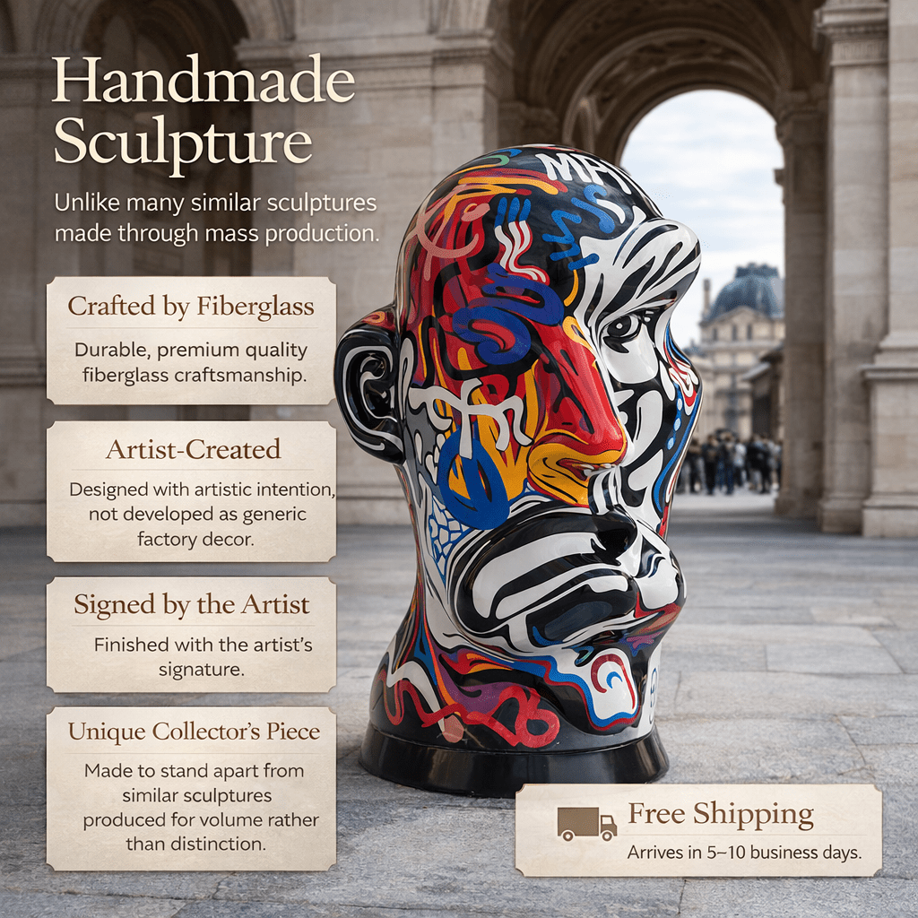 Pop Art Head Sculpture in Fiberglass | Urban Reverie by Rossetti Art