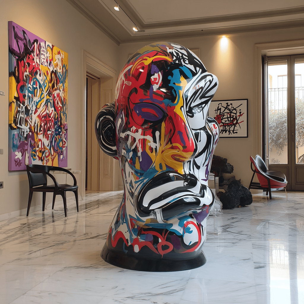 Pop Art Head Sculpture in Fiberglass | Urban Reverie by Rossetti Art