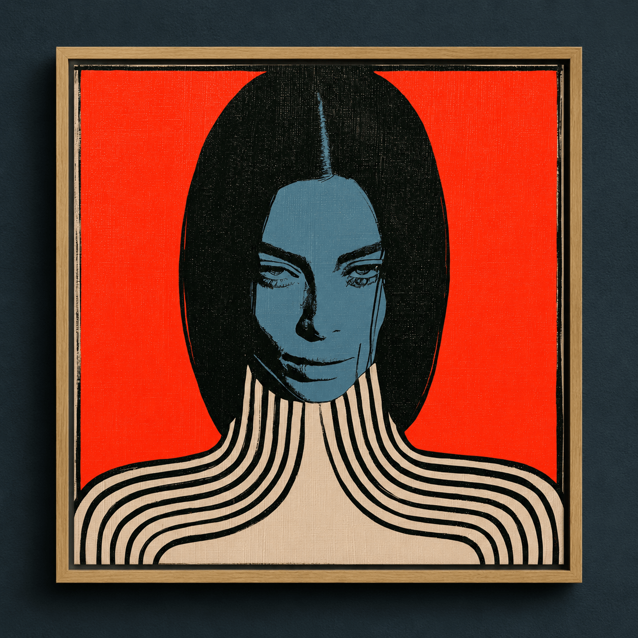 Pop art illustration canvas print, Crimson Echo, shown as a flat front view