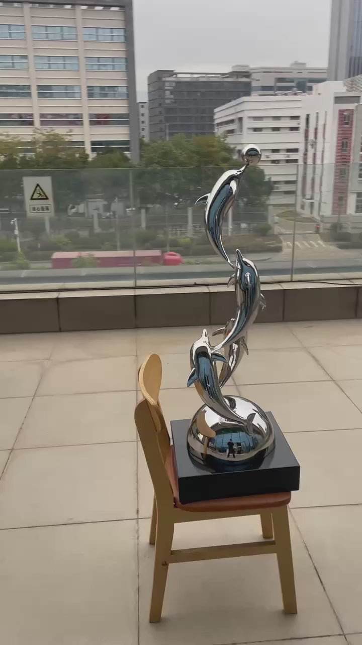 Dolphin Sculpture Outdoor Sculpture Art Stainless Steel