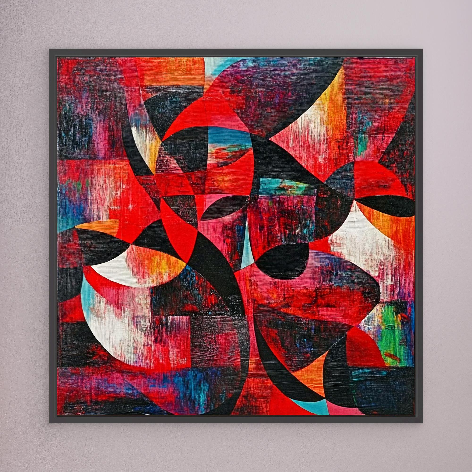 Canvas Print : Rhythms in Red | Abstract Geometric Wall Art | Modern Canvas