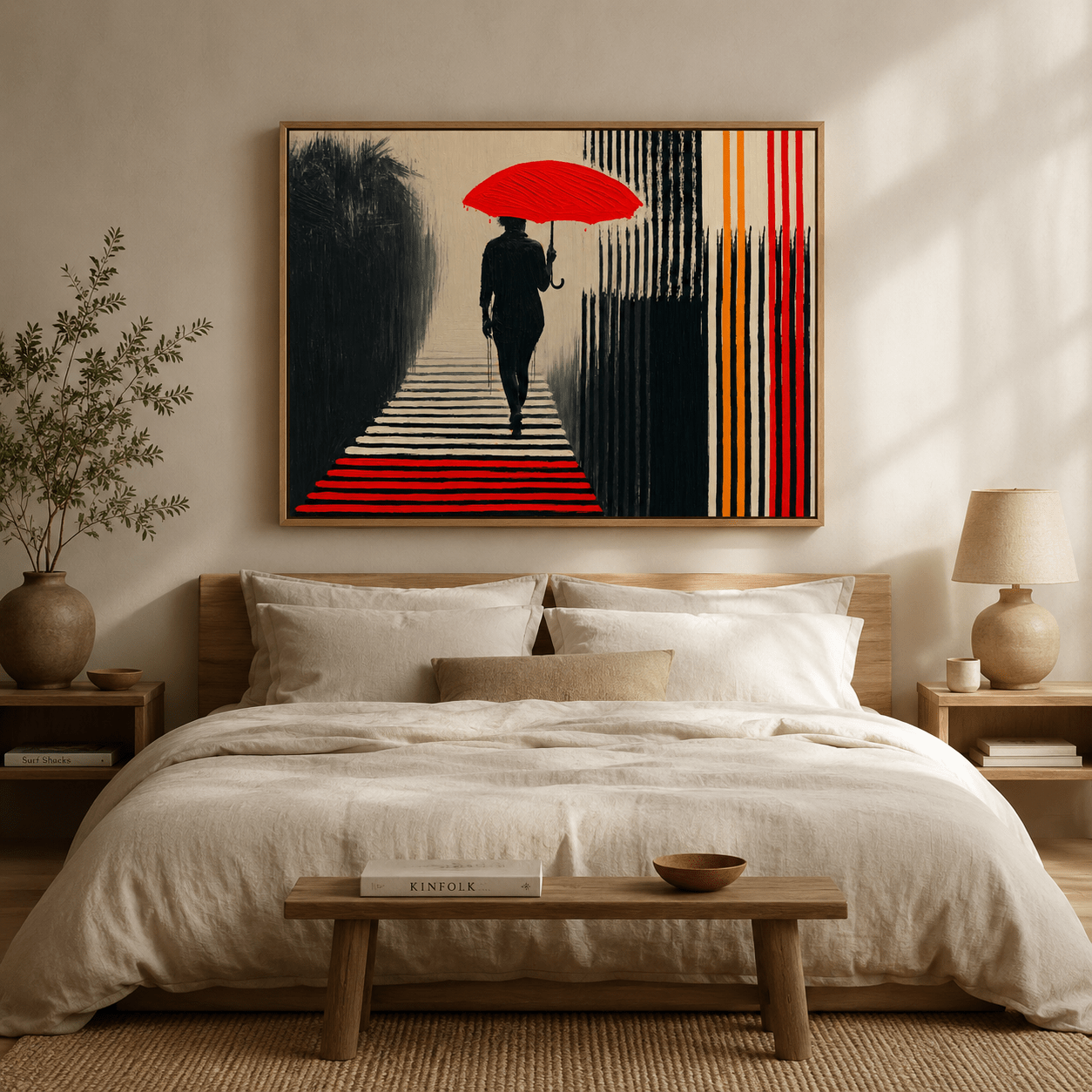 Red and Black Wall Art for Living Room Canvas — Into the Mist by Rossetti Art