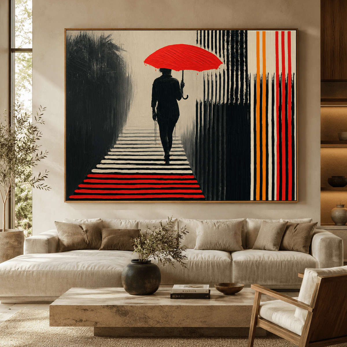 Red and Black Wall Art for Living Room Canvas — Into the Mist by Rossetti Art