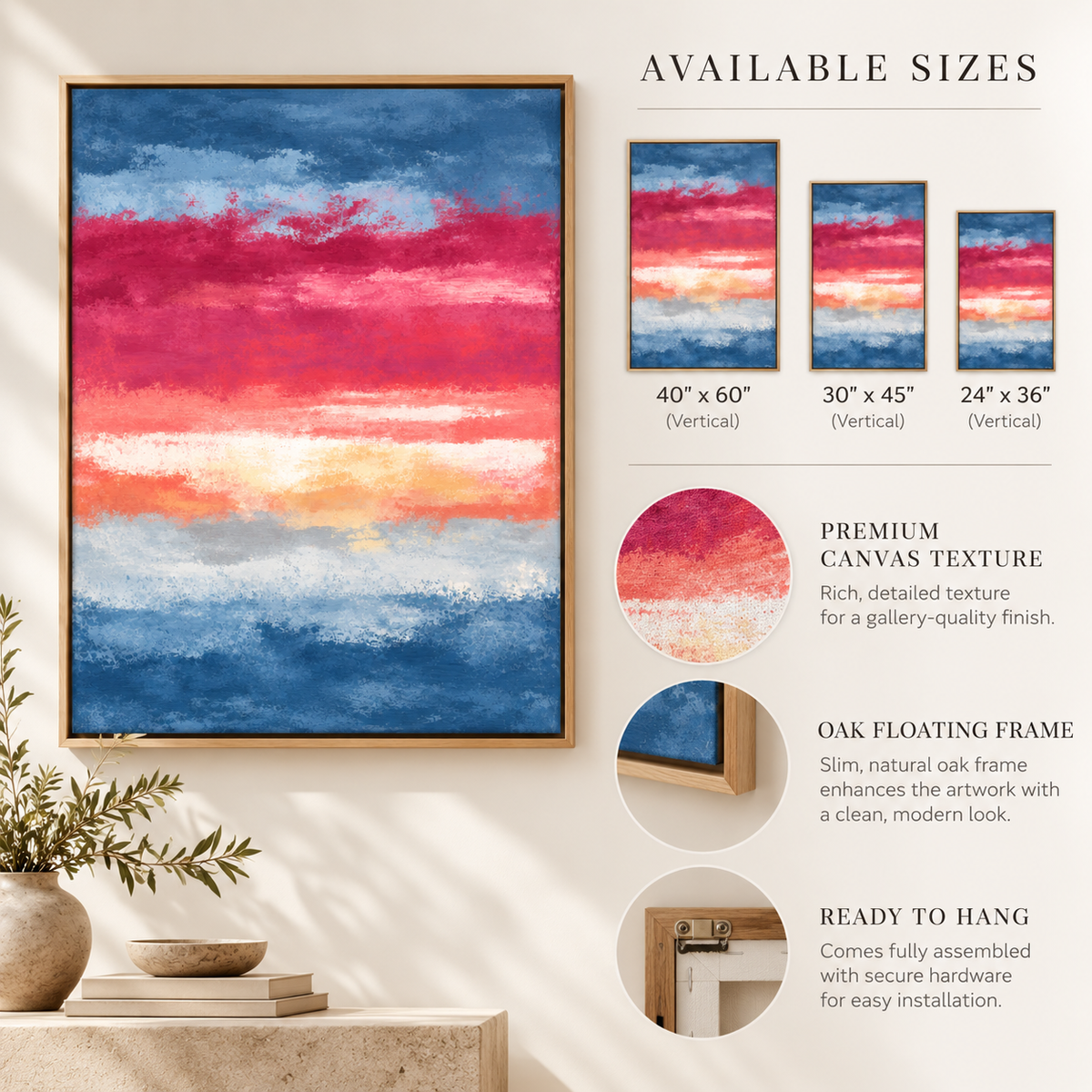 Red and Blue Wall Art – Dusk Tide by Rossetti Art