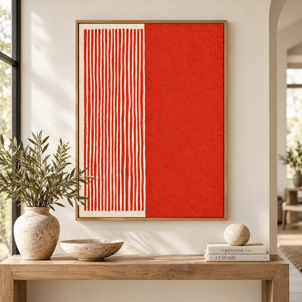 Red and White Wall Art – Vermilion Rhythm by Rossetti Art