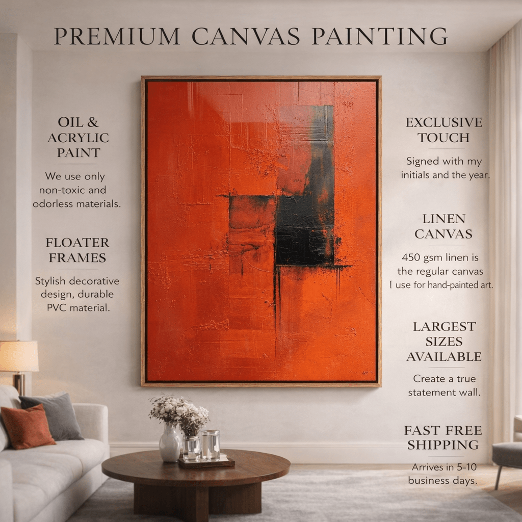 Red Black Abstract Original Painting on Canvas | Crimson Structure by Rossetti Art modern abstract canvas wall art by Rossetti Art – luxury interior design artwork for living room, bedroom, office – Office Original Paintings Original Abstract Paintings unique wall art decor