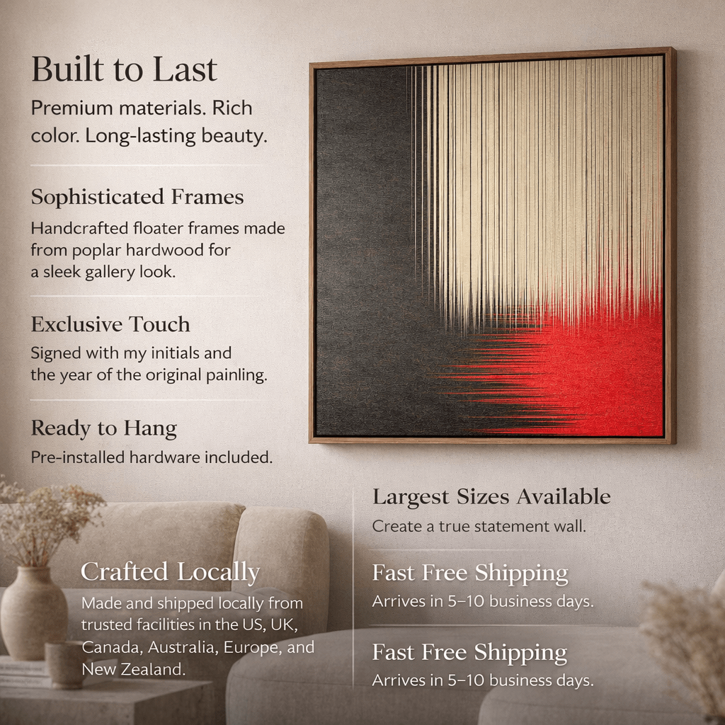 Red Black Abstract Wall Art Canvas Print – Crimson Resonance | Rossetti Art