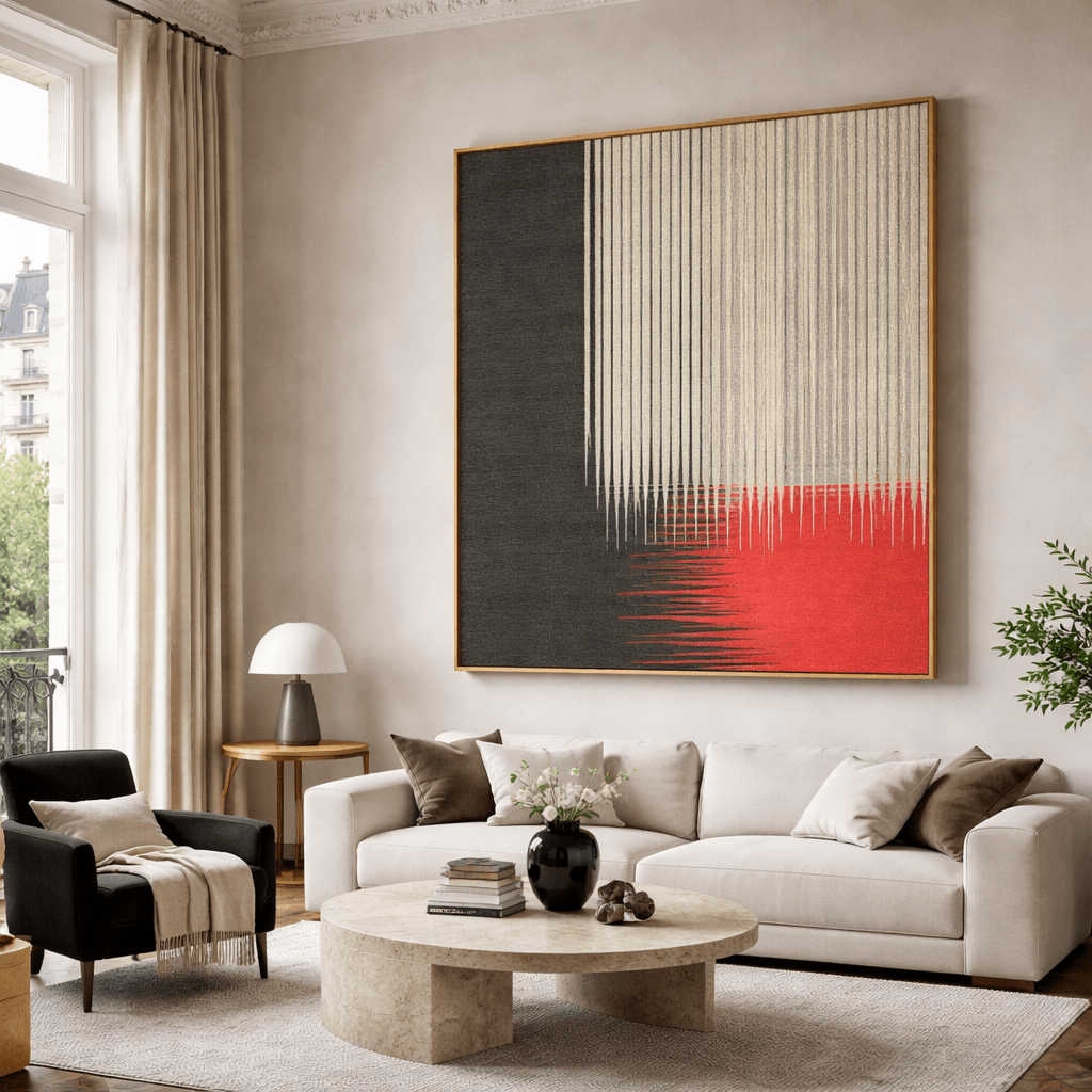 Red Black Abstract Wall Art Canvas Print – Crimson Resonance | Rossetti Art
