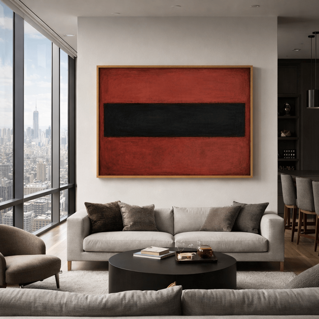 Red Black Color Field Original Painting