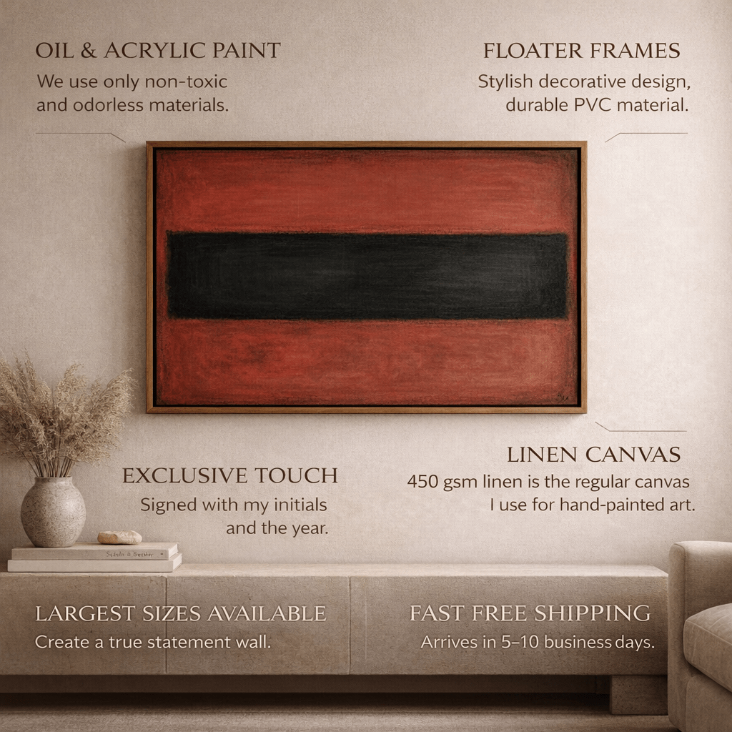 Red Black Color Field Original Painting