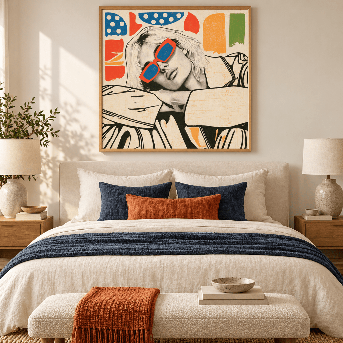 Electric Leisure retro woman canvas print framed in a modern interior