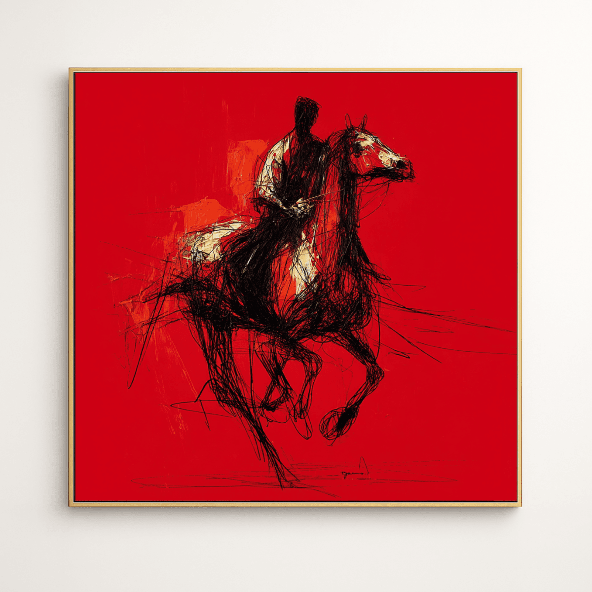 Rider Canvas Print Art – Abstract Expressionist Horse Wall Art for Modern Decor | Rossetti Art modern abstract canvas wall art by Rossetti Art – luxury interior design artwork for living room, bedroom, office – animal animals canvas print art