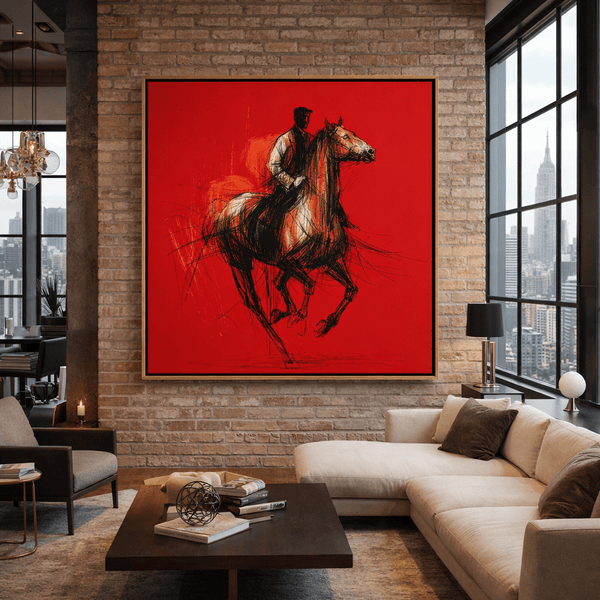 Rider Canvas Print Art – Abstract Expressionist Horse 