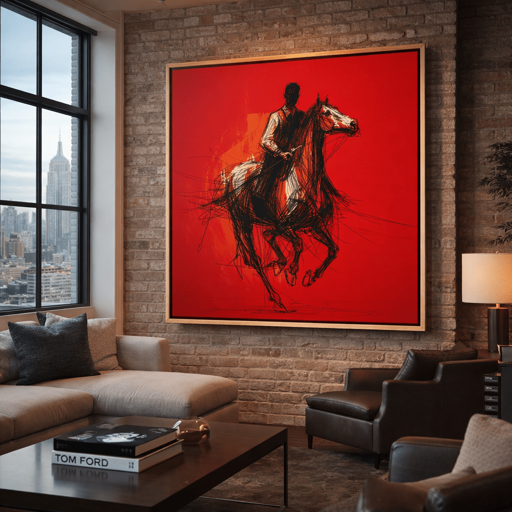 Rider Canvas Print Art – Abstract Expressionist Horse Wall Art for Modern Decor | Rossetti Art modern abstract canvas wall art by Rossetti Art – luxury interior design artwork for living room, bedroom, office – animal animals canvas print art