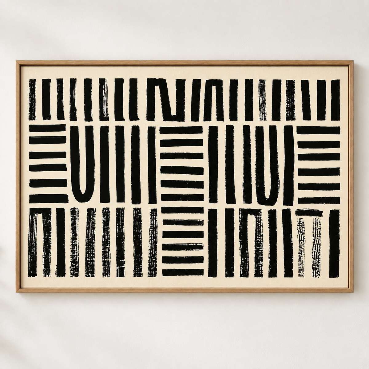 Front view – Black and Beige Abstract Art – Interwoven by Rossetti Art