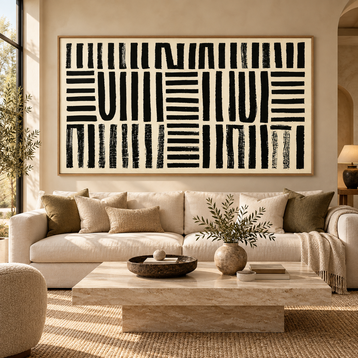 Black and Beige Abstract Art – Interwoven by Rossetti Art