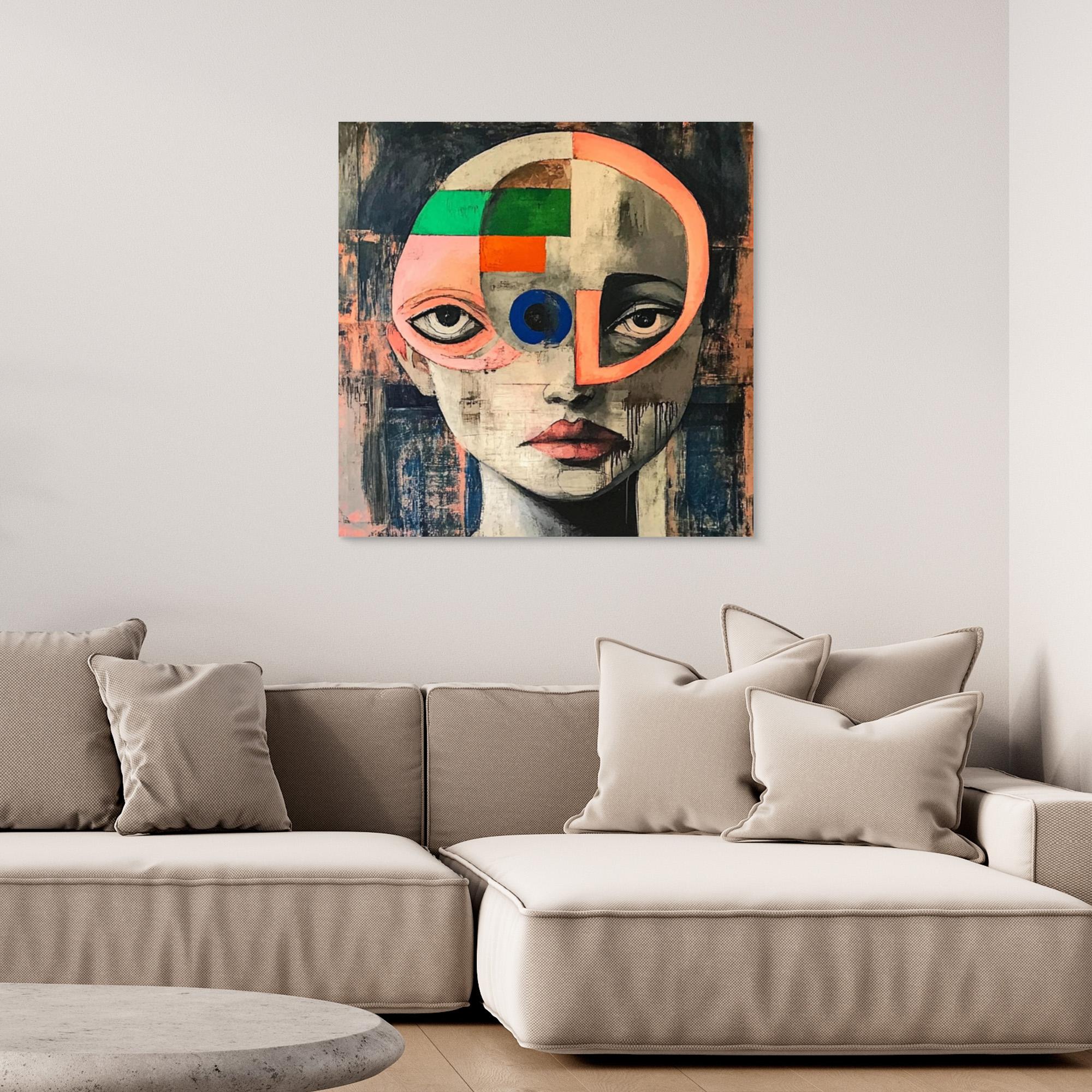 Canvas Print : Fragmented Vision - Modern Surreal Face Art Print – Colorful Abstract Wall Decor