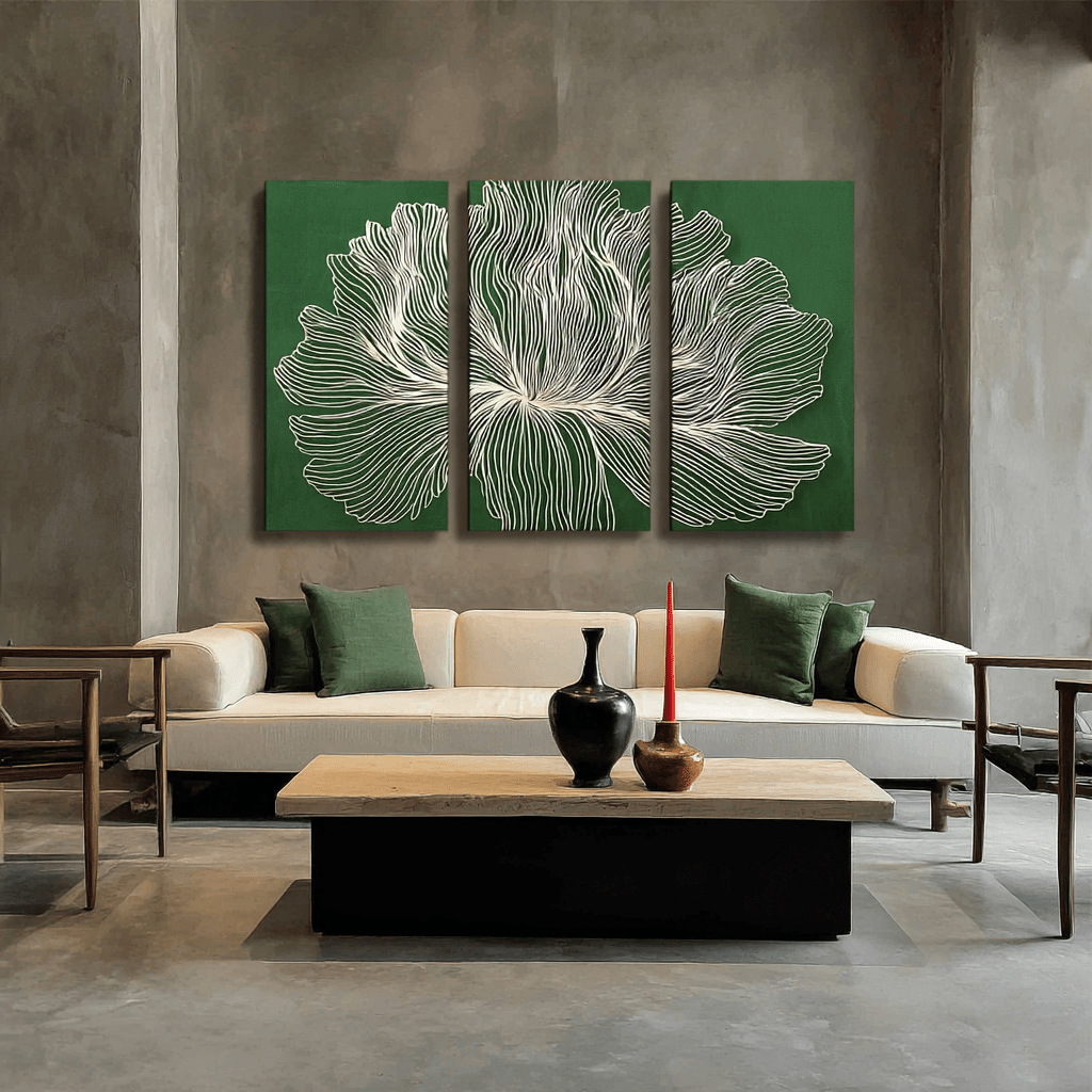 Sage Green Wall Art Set of 3 Botanical Painting