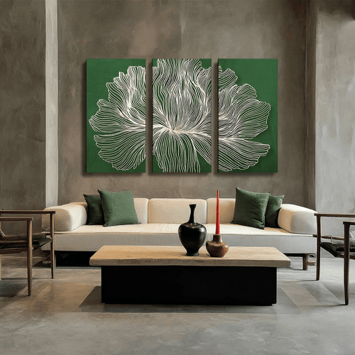 Sage Green Wall Art Set of 3 Botanical Painting