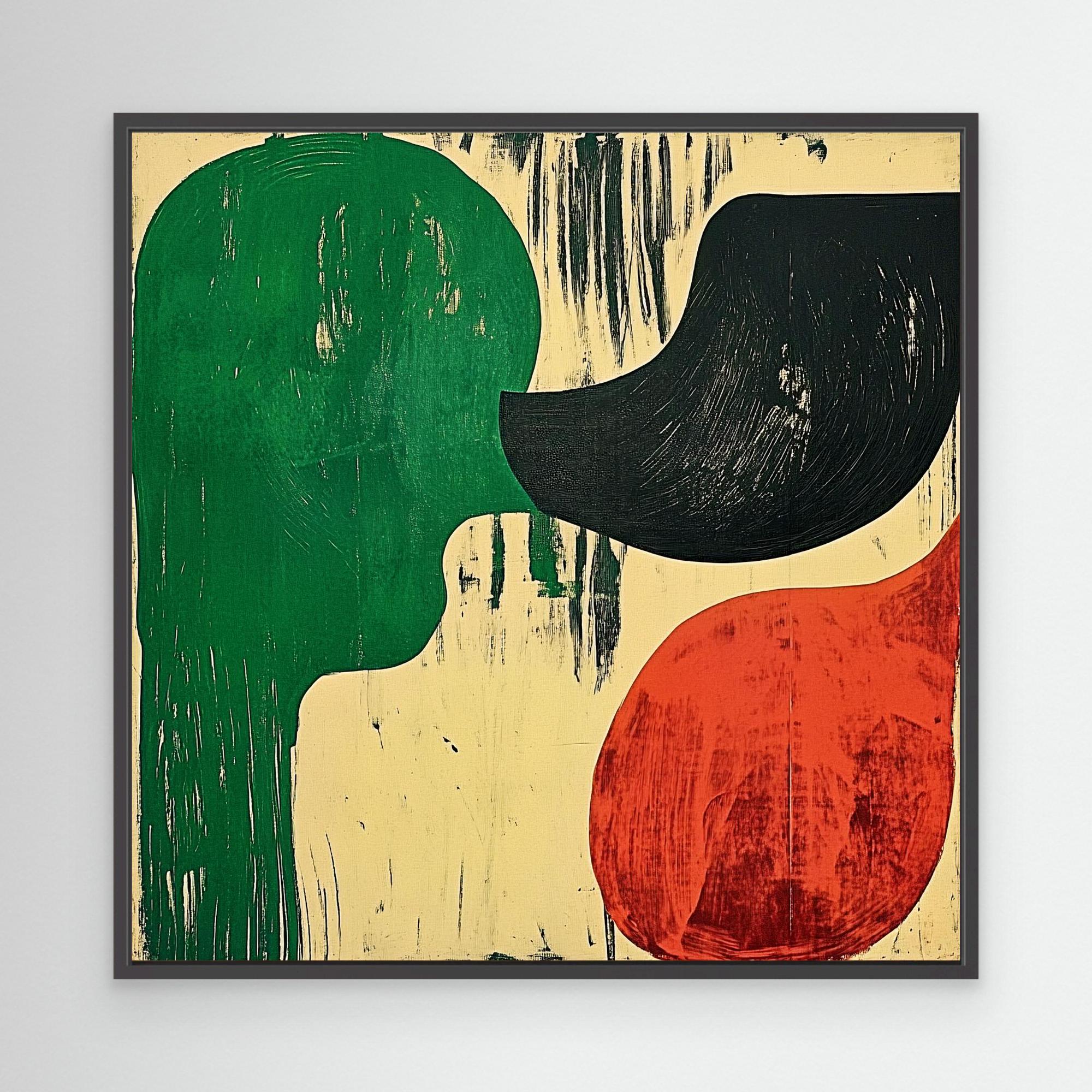 Canvas Print : Abstract Harmony – Green, Black, and Red Canvas Art