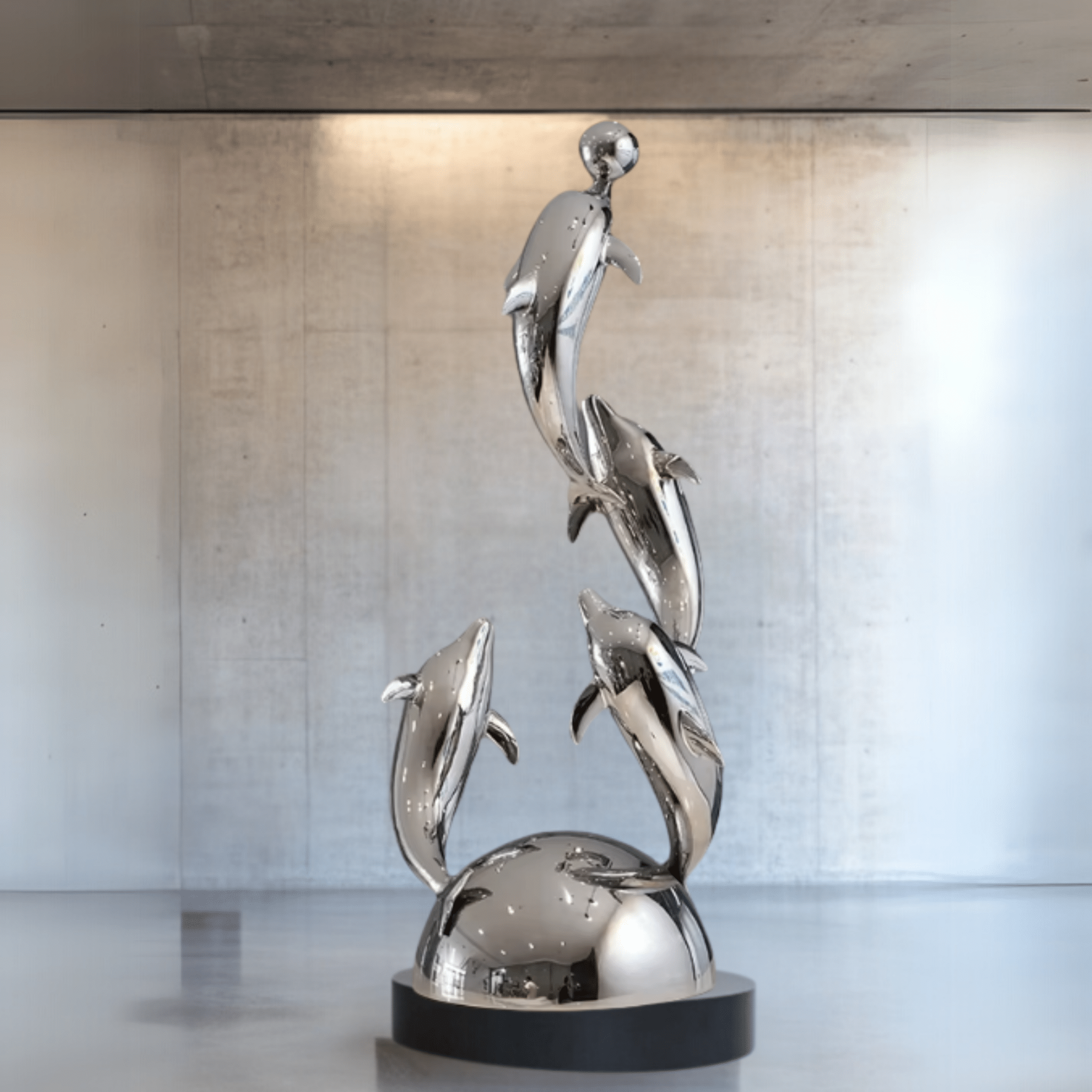 Sculpture Art : Animal Garden Sculpture Dolphin - Metal Outdoor Sculpture Stainless Steel - Chiara Rossetti