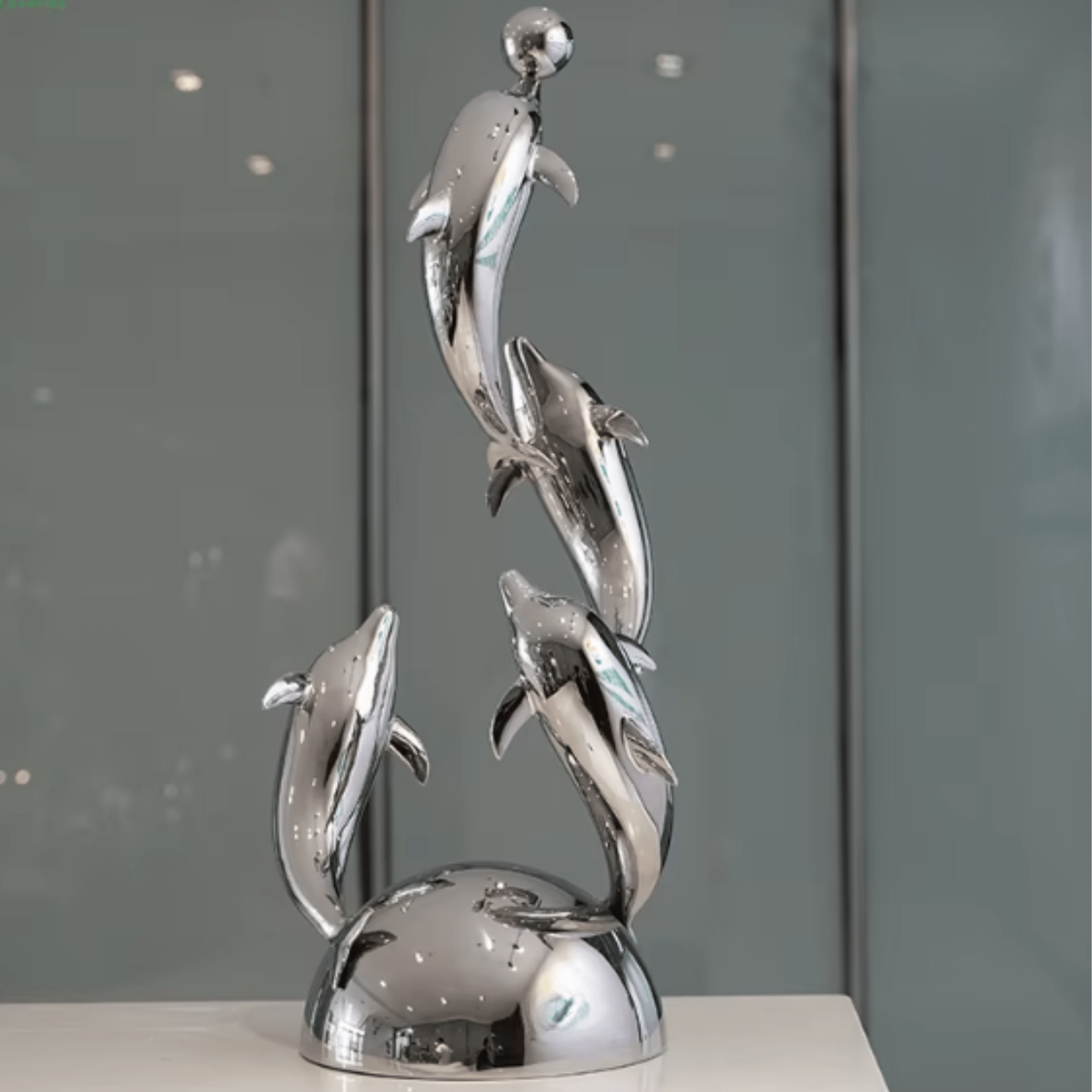 Sculpture Art : Animal Garden Sculpture Dolphin - Metal Outdoor Sculpture Stainless Steel - Chiara Rossetti