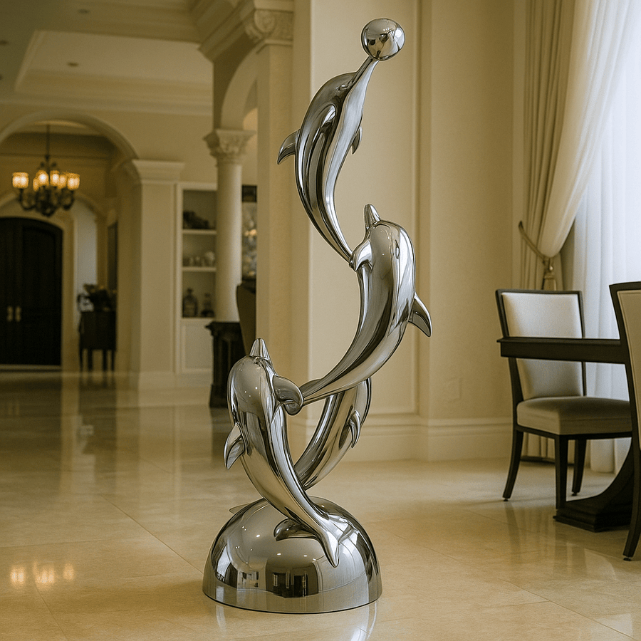 Dolphin Sculpture Outdoor Sculpture Art Stainless Steel