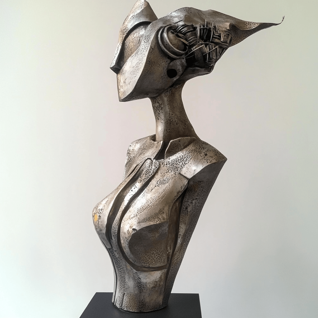 Sculpture Art : Ethereal Vanguard - Futuristic Female Bust Sculpture - Chiara Rossetti