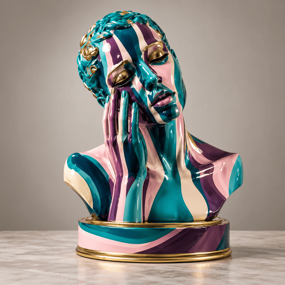 Bust Sculpture – Painted Reverie by Rossetti Art