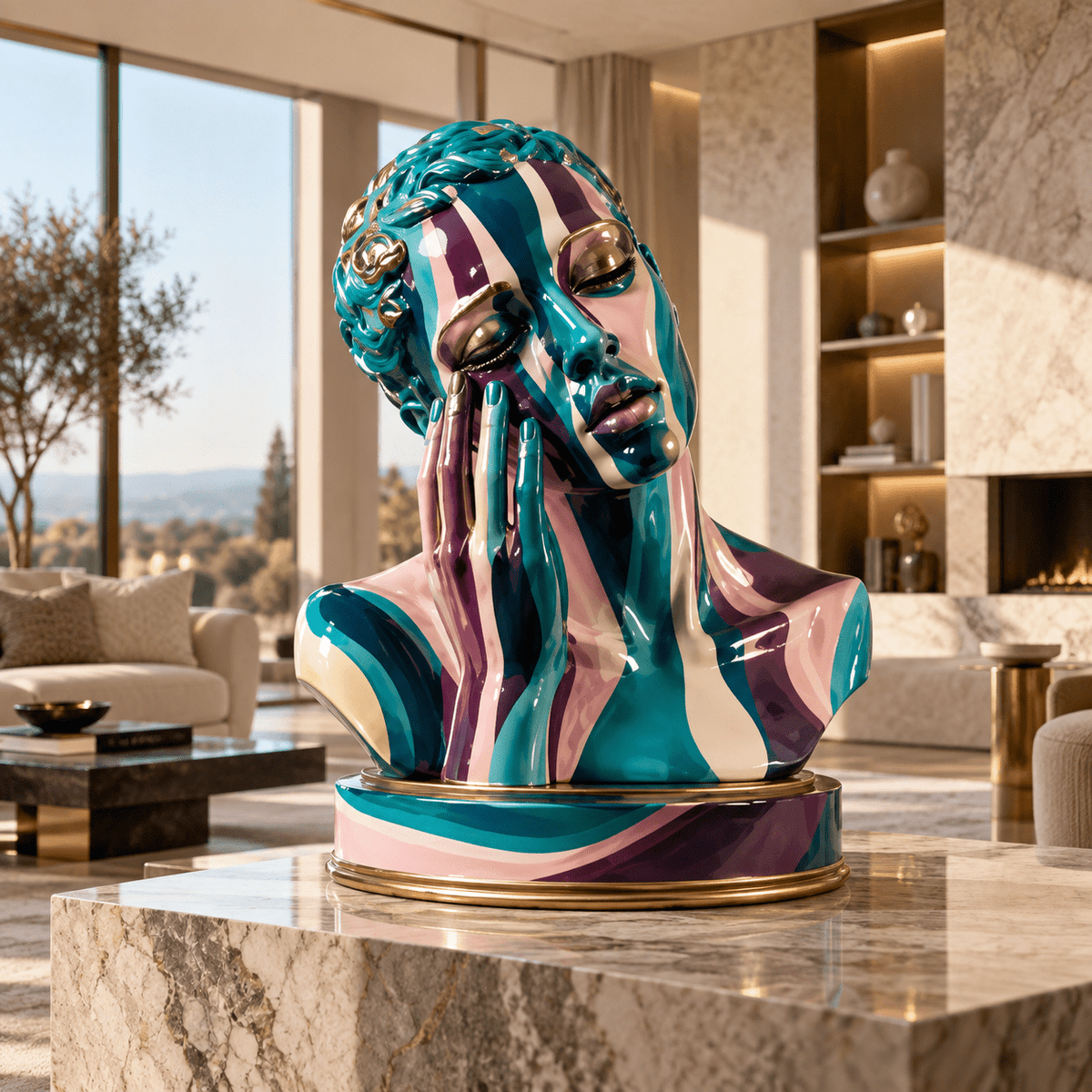 Bust Sculpture – Painted Reverie in entryway setting