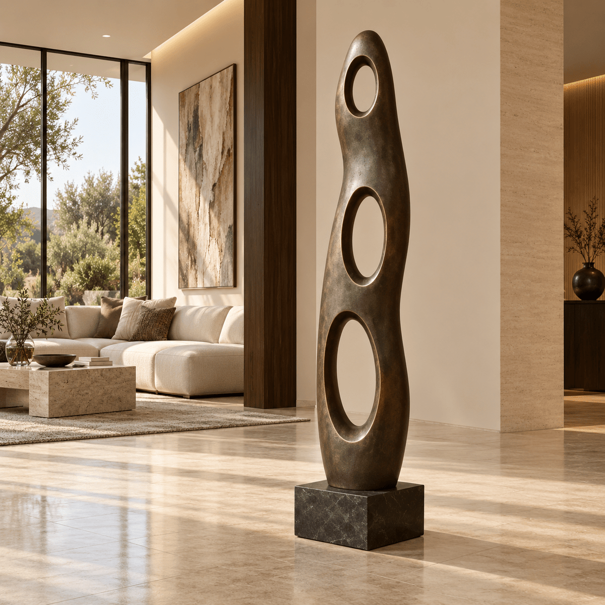 Modern Floor Sculpture - Rising Echo interior setting