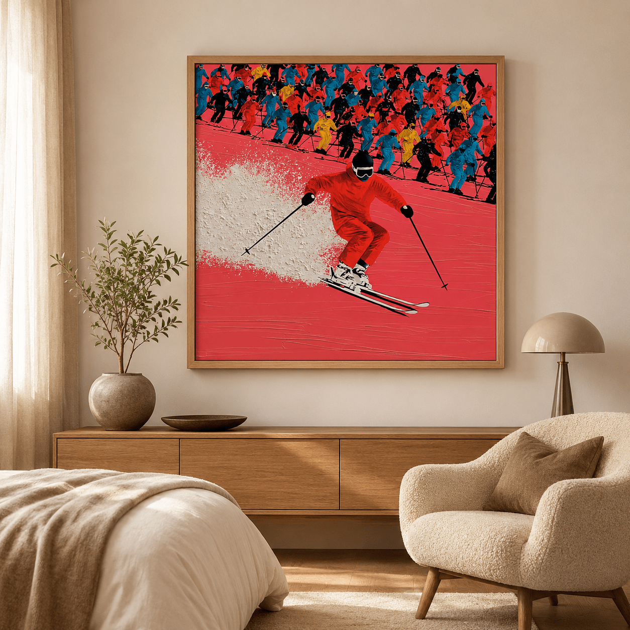 Skiing Wall Art Canvas Print — Powder Rush by Rossetti Art modern abstract canvas wall art by Rossetti Art – luxury interior design artwork for living room, bedroom, office – Bedroom Canvas Prints Living Room Canvas Art modern-canvas-print