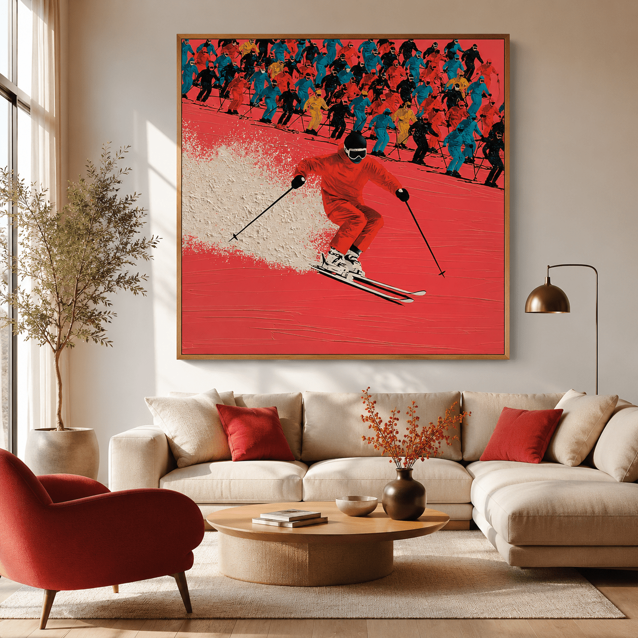 Skiing Wall Art Canvas Print — Powder Rush by Rossetti Art modern abstract canvas wall art by Rossetti Art – luxury interior design artwork for living room, bedroom, office – Bedroom Canvas Prints Living Room Canvas Art modern-canvas-print