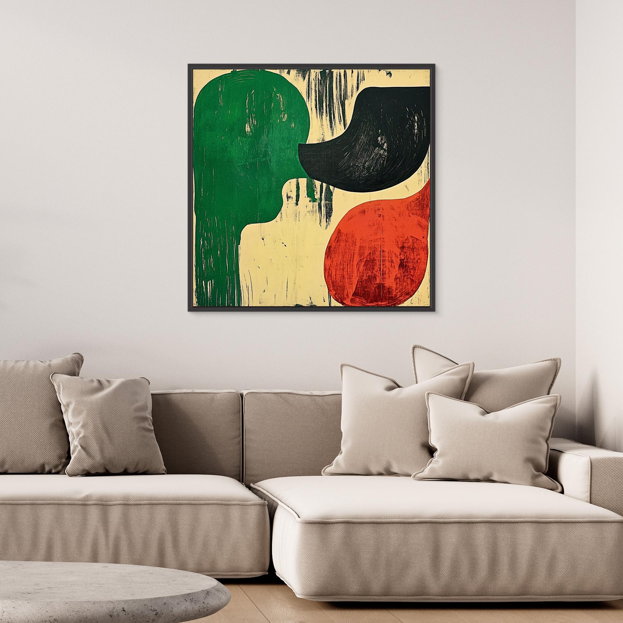 Canvas Print : Abstract Harmony – Green, Black, and Red Canvas Art