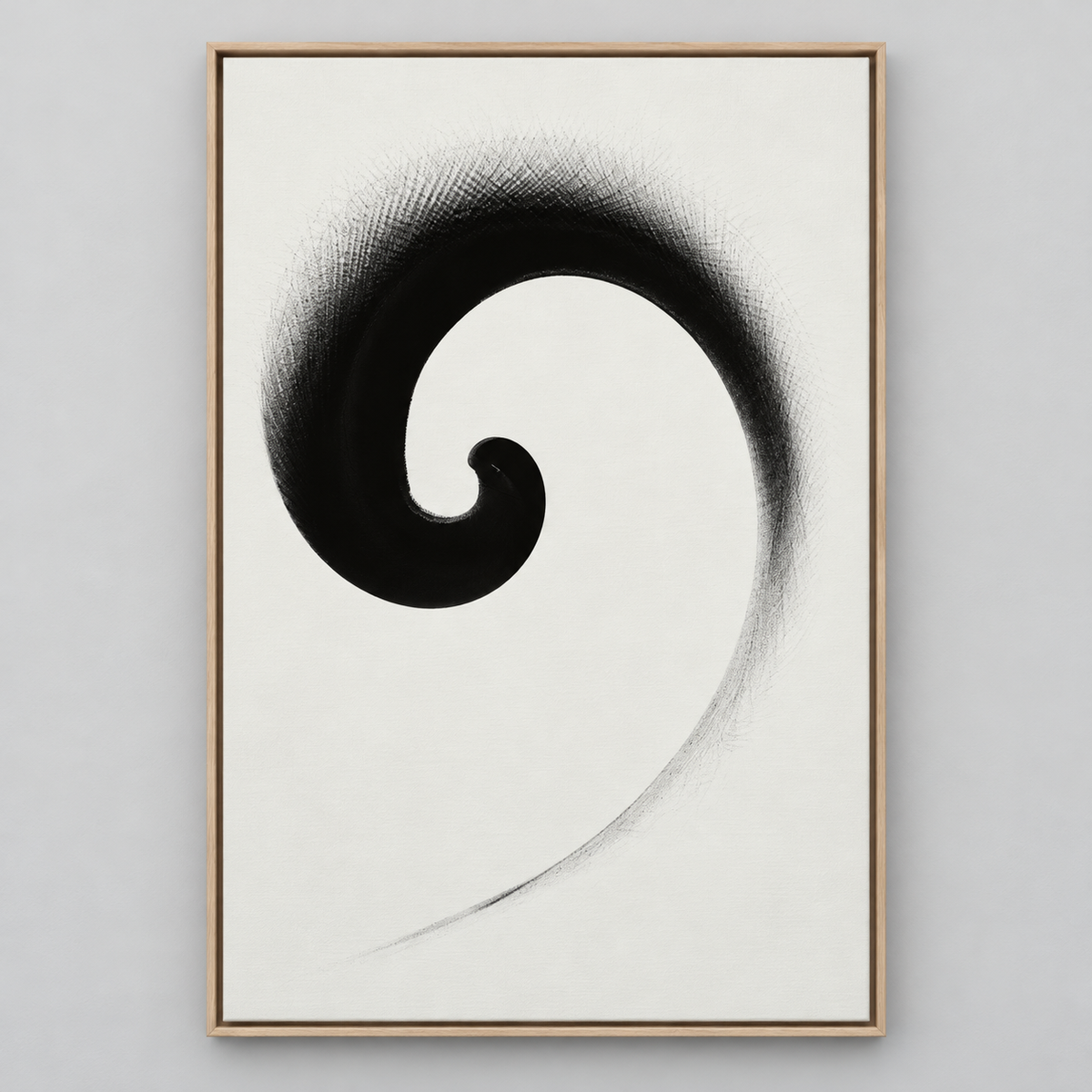 Spiral Painting Canvas Print – Ink Vortex framed canvas on a wall by Rossetti Art