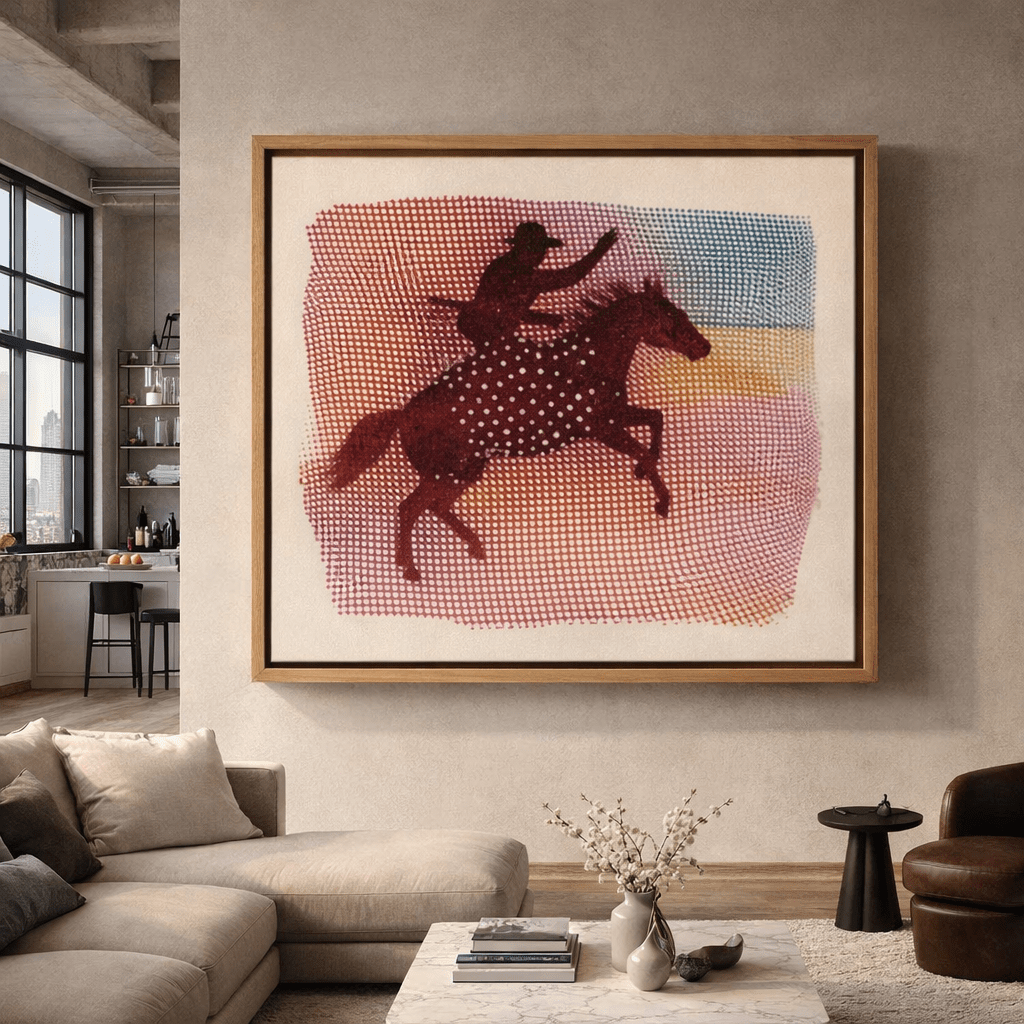 Spirit of Motion – Abstract Horse Rider Canvas Print | Rossetti Art modern abstract canvas wall art by Rossetti Art – luxury interior design artwork for living room, bedroom, office – animals canvas print art Chiara Rossetti