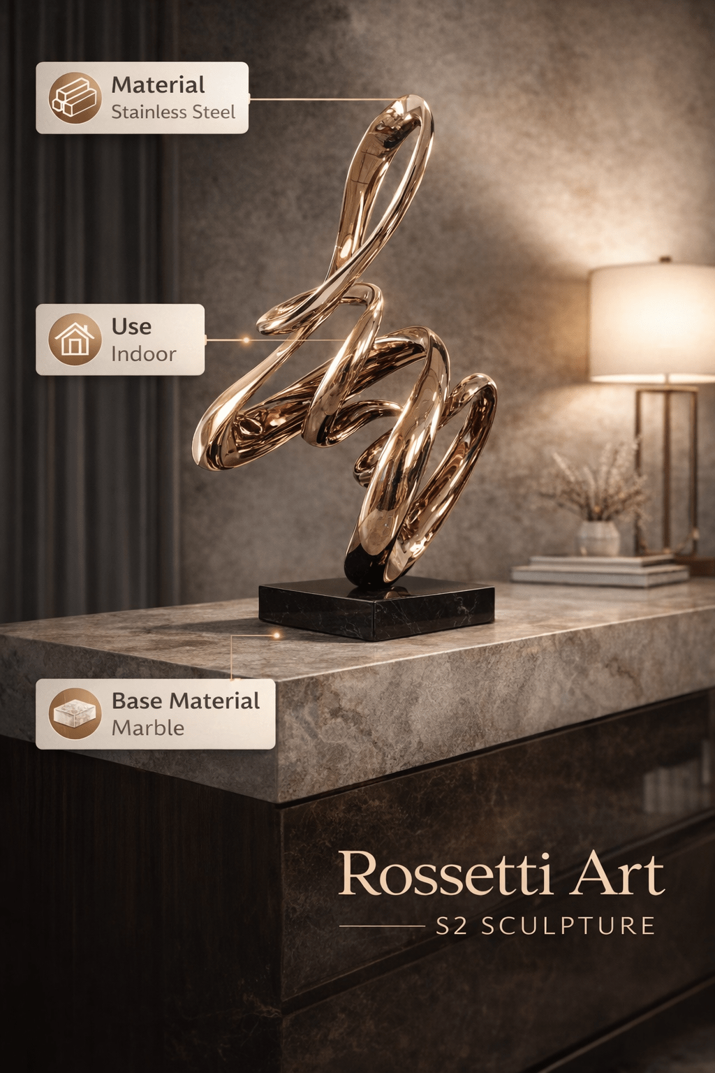 Stainless Steel Abstract Sculpture -Eternal Loop in Metal