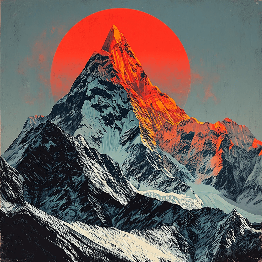 Sun Mountain Canvas Print Wall Art — Modern Landscape Wall Decor, Gallery - Quality Framed Canvas | Rossetti Art modern abstract canvas wall art by Rossetti Art – luxury interior design artwork for living room, bedroom, office – botanical Chiara Rossetti square