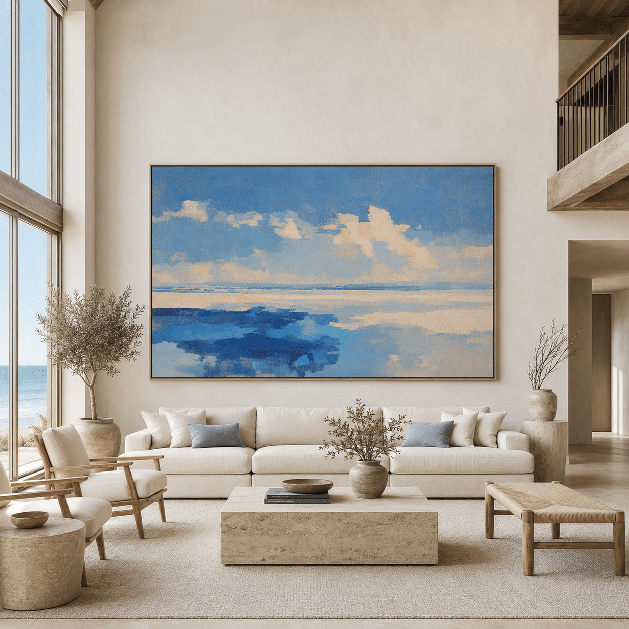 Unique Coastal Wall Art Canvas Print — Sky Mirror by Rossetti Art