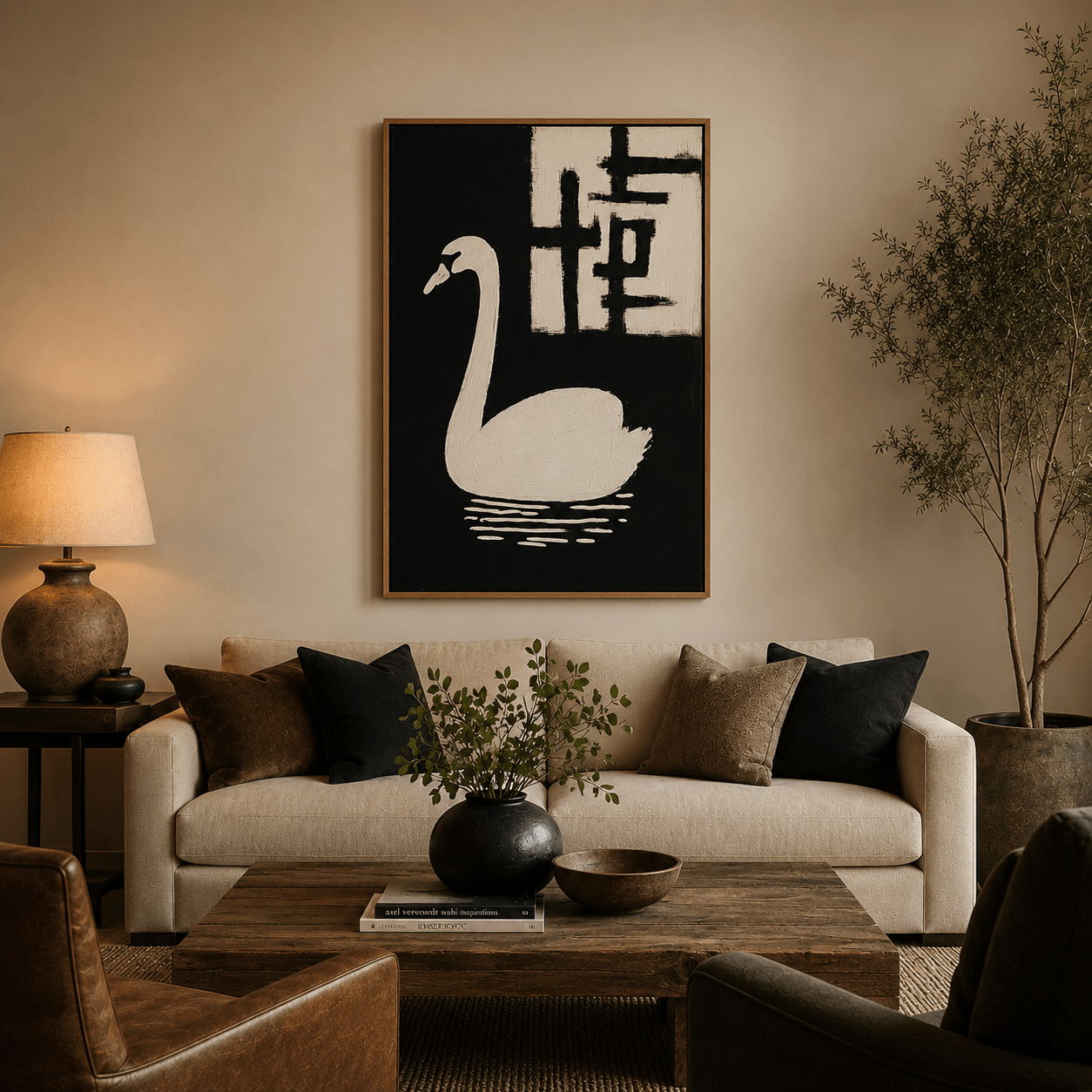 Swan Art Print Canvas — Duality Set of 2 by Rossetti Art