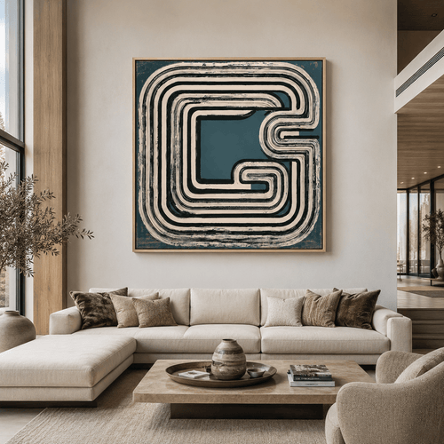 Teal Abstract Canvas Wall Art — Meander by Rossetti Art