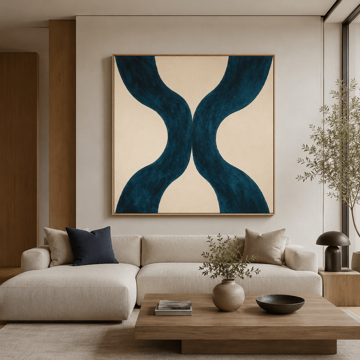 Teal Abstract Wall Art Canvas Print — Ebb by Rossetti Art